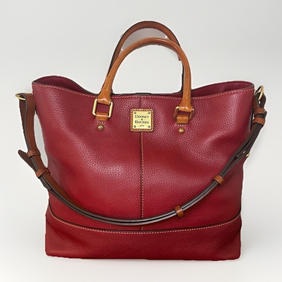 Dooney & Bourke Chelsea Shopper Tote Handbag Pebble Leather Burgundy Large - Picture 1 of 16